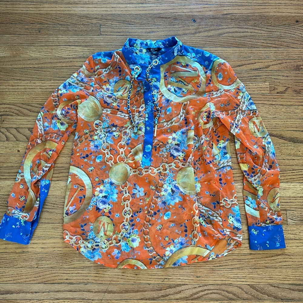 Guess Patterned Button Up Top - image 1